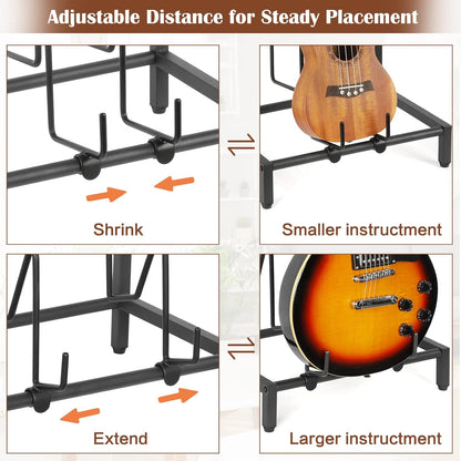 Gitaar Standaard 5-Tier voor Elektrische Gitaar Akoestische , Bas, Gitaarrek Houder Floor Verstelbaar voor Meerdere gitaren, Gitaarversterker Accessoires, Gitaardisplay voor Muziekkamer