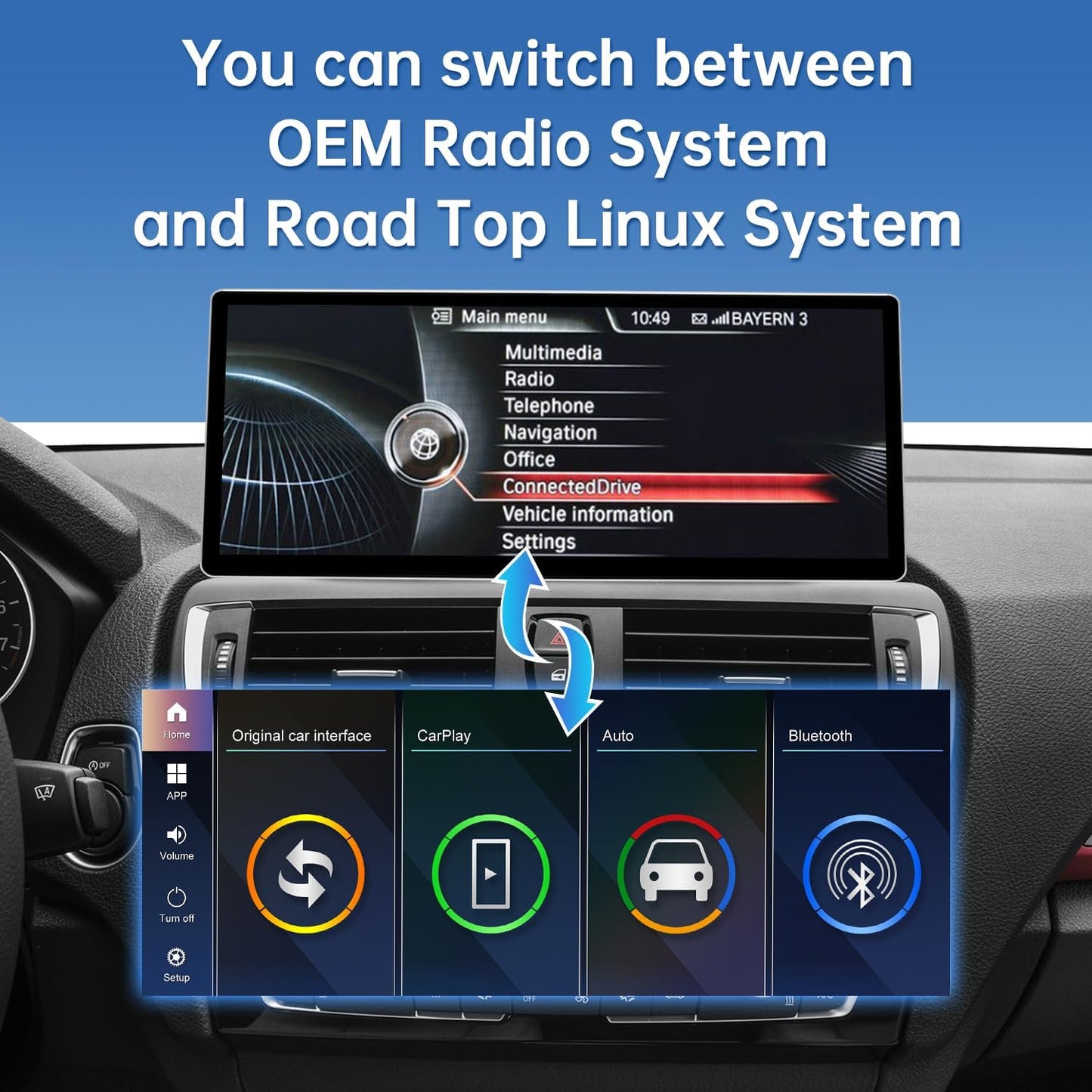CarPlay Radio – Autoradio – Multimediasysteem – Touchscreen – Inbouwscherm – 12,3 Inch Scherm – Draadloze CarPlay & Android Auto – Smalle Rand