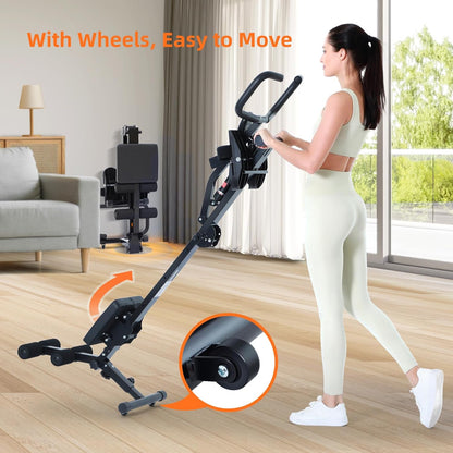 Rowing Machine for Home, Sportneer Hydraulic Rowing Machine Foldable with 12 Resistance Levels, Fitness Device for Home, Abdominal Trainer with U-Handle & Backrest, Maximum Load 135 kg - QUORE