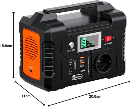 Powerstation – Mobiele Generator – Draagbare Batterij – Noodstroomvoorziening – Zonne-energie Generator – 151 Wh Capaciteit – 230V AC Uitgang 200W