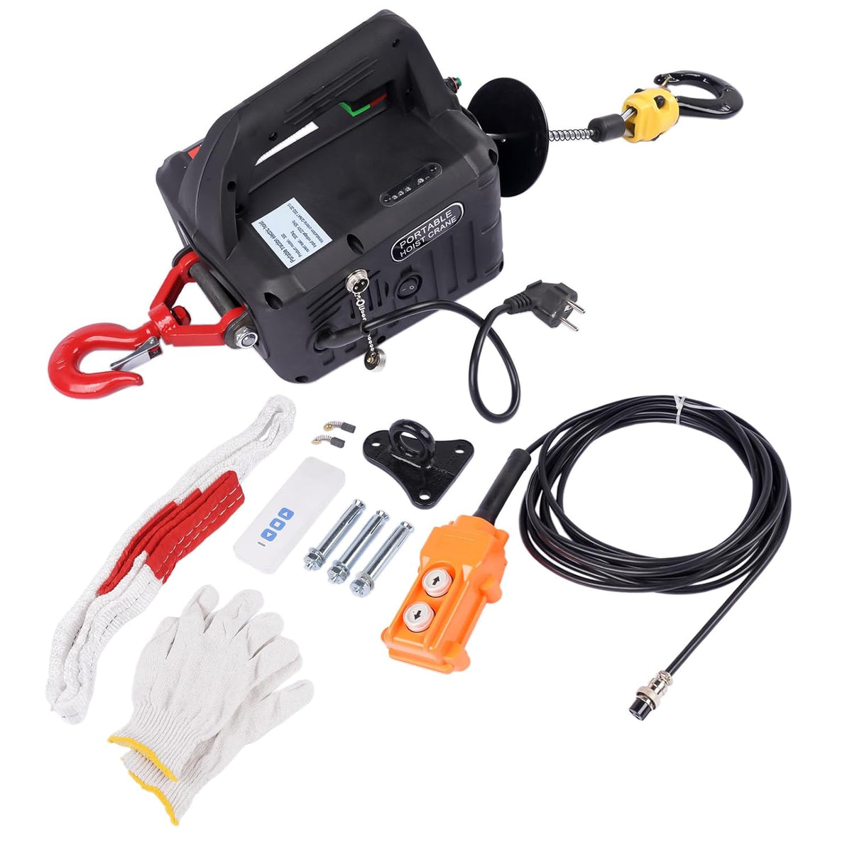 3-in-1 elektrische lier 1500 W, 500 kg draagbare elektrische lift met verbeterde infrarood eindschakelaar, verticaal en horizontaal tillen 120 m afstandsbediening Hopzty
