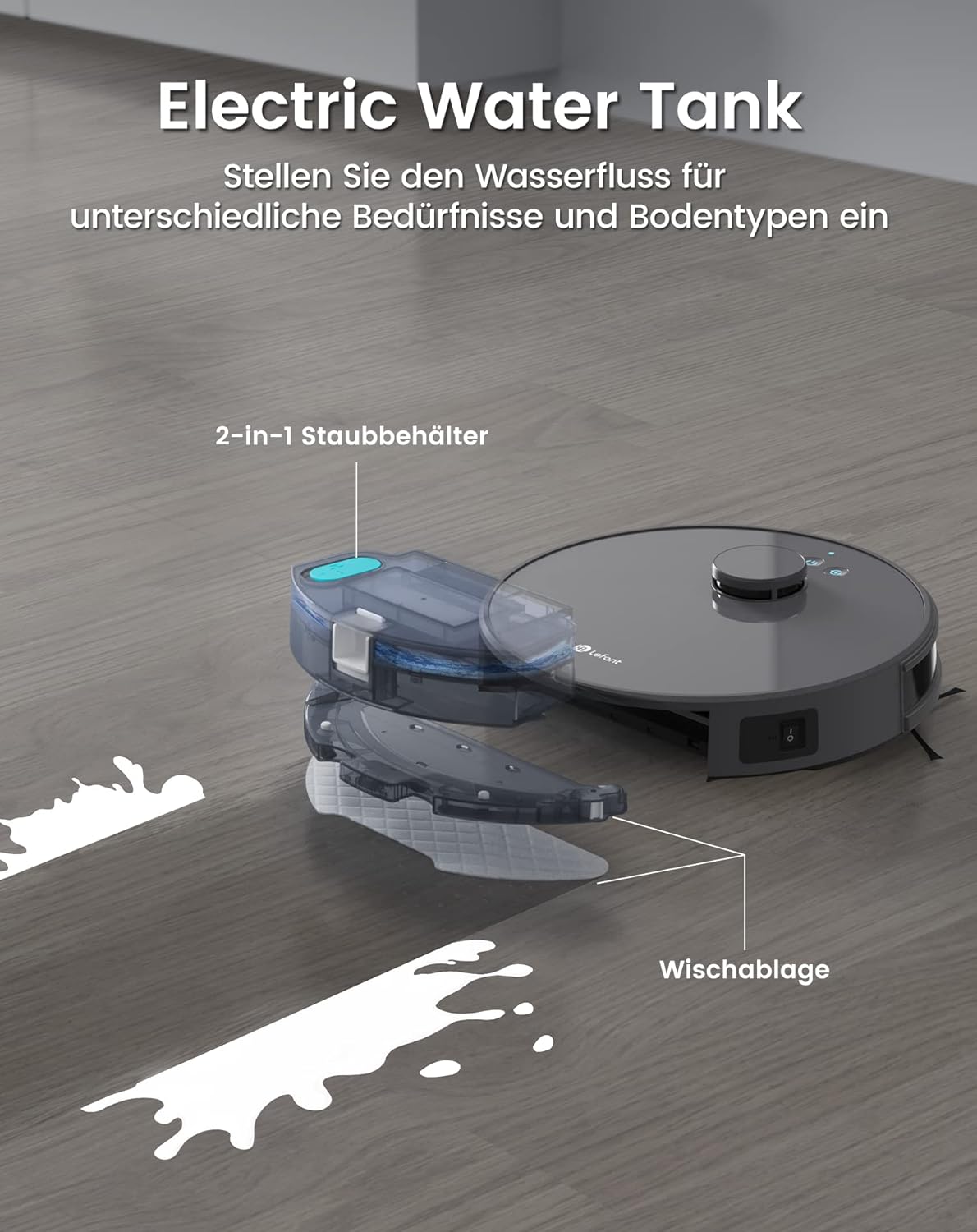 LEFANT M1G Robotstofzuiger met dweilfunctie, 4000 Pa, LiDAR-navigatie, meerlaagse mapping, virtueel gebied, verbonden met Alexa/APP/WiFi, perfect voor dierenharen, tapijten, harde vloeren