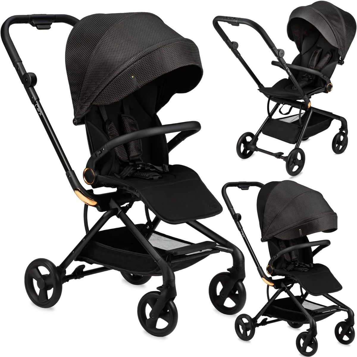MoMi ADELLE kinderwagen voor kinderen vanaf 6 maanden (tot 22 kg), opvouwbare kinderwagen met 360° zitting en 5-punts veiligheidsgordel, boodschappenmand en draaggreep na het opvouwen