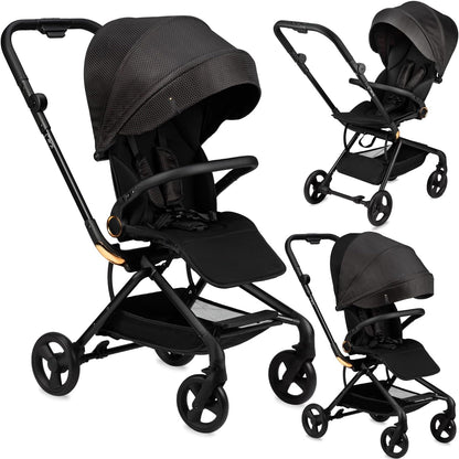 MoMi ADELLE kinderwagen voor kinderen vanaf 6 maanden (tot 22 kg), opvouwbare kinderwagen met 360° zitting en 5-punts veiligheidsgordel, boodschappenmand en draaggreep na het opvouwen