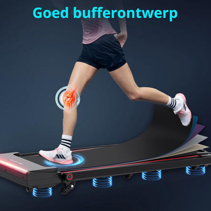 Treadmill & Desk Walking Pad - Electric Folding Under Desk Running Belt - With LCD Display, LED Lights, 1400W Motor, 3 Incline Modes - QUORE