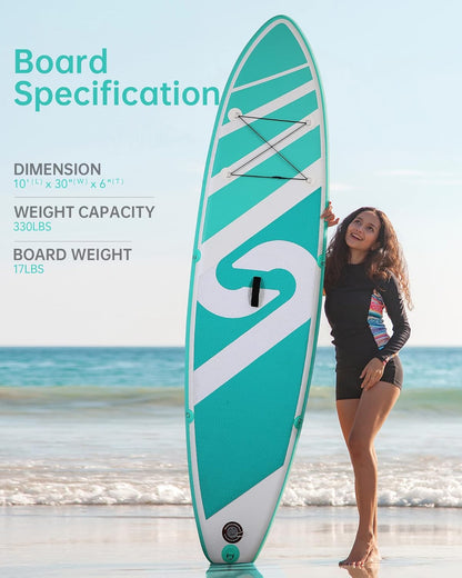Opblaasbare Paddle Board Stand Up Paddle Board Opblaasbare Paddleboard SUP Board met Premium Volledige Accessoires 120 "x30"x6" voor Jeugd & Volwassenen Veel Plezier in Oceanen, Rivier en Meren