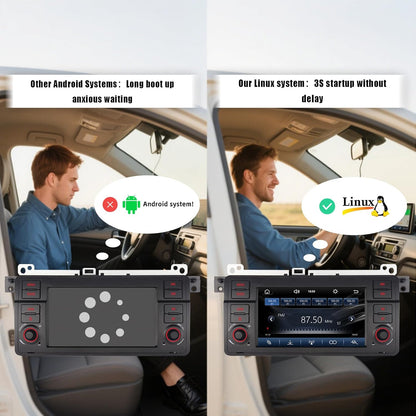 Autoradio BMW E46 – Auto Stereo – Multimedia Speler – Navigatiesysteem – Radio Ontvanger – Draadloze CarPlay & Android Auto – Linux Systeem Snelle Start – Touchscreen Bluetooth USB FM AM