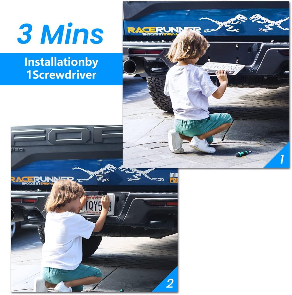 AUTO-VOX Draadloze Achteruitrijcamera: 5'' HD Monitor, Gemakkelijk, 3Min DIY Installatie, IP69K Waterdichte Achteruitrijcamera, Werkt op Batterij voor Auto/Vrachtwagen/Caravan/Van