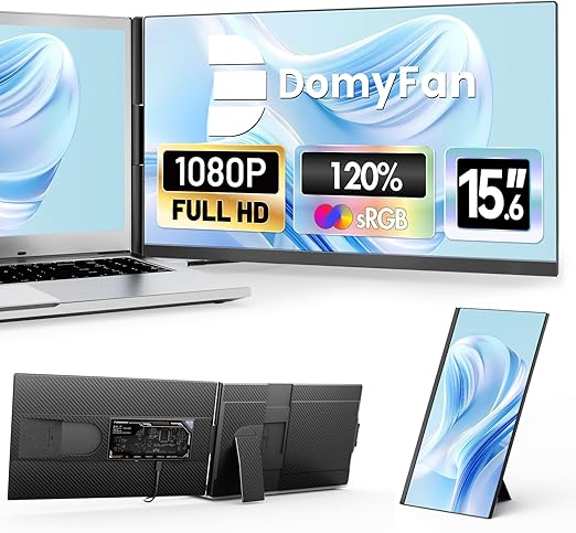 Draagbare Monitor – Laptop Schermvergroter – Extern Beeldscherm – Tweede Scherm – Dual Screen 15,6 Inch – Full HD IPS Display – 120% sRGB Kleurruimte