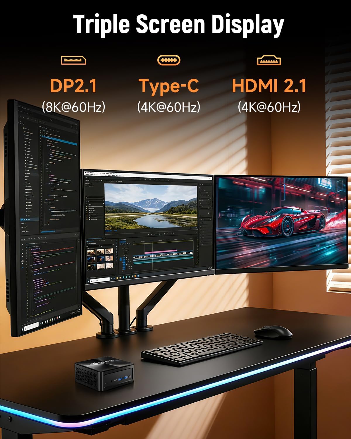 BMAX B8APro Mini PC, AMD Ryzen 7 8745HS (8 Cores, Up to 4.9GHz), 16GB DDR5, 512GB PCIe 4.0 SSD, Radeon 780M Graphics, 8K, Triple Display, TPD 45W, WiFi 6, BT, 2.5G LAN Mini Computer Gaming/Office - QUORE