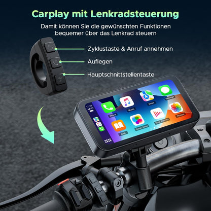 Draadloos CarPlay Scherm Motorfiets – Motorfiets Display – Navigatiescherm – Android Auto Scherm – Touchscreen GPS – 6,25 Inch HD IPS – IP67 Waterdicht Met Bluetooth 5.0