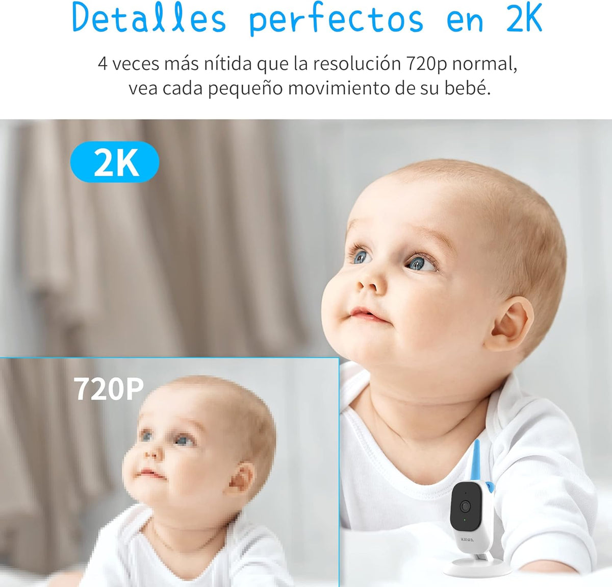 Babyfoon – Baby Monitor – Baby Camera – Kinderkamer Camera – Video Baby Monitor – 2K Beeldkwaliteit – 5050mAh Batterijduur