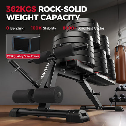 FLYBIRD Multifunctionele Gewichtbank, Krachtraining voor Huisgym, Eenvoudig Opklapbaar & Instelbaar, 360KG Capaciteit met Bicepcurlsteun / 544KG Zware Gewichtbank