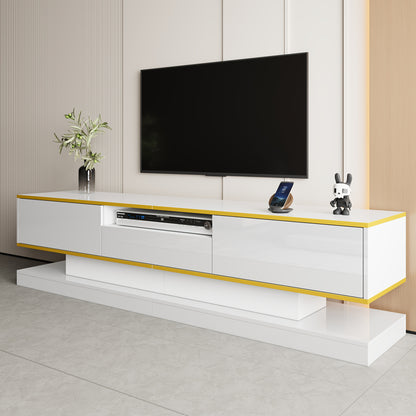 Tv Meubel – TV Kast – TV Meubelkast – Mediameubel – Entertainmentkast – Modern Design – Hoogglans Wit – 180x38x45 cm – 3 Lades en Open Vak – Zonder Stroom