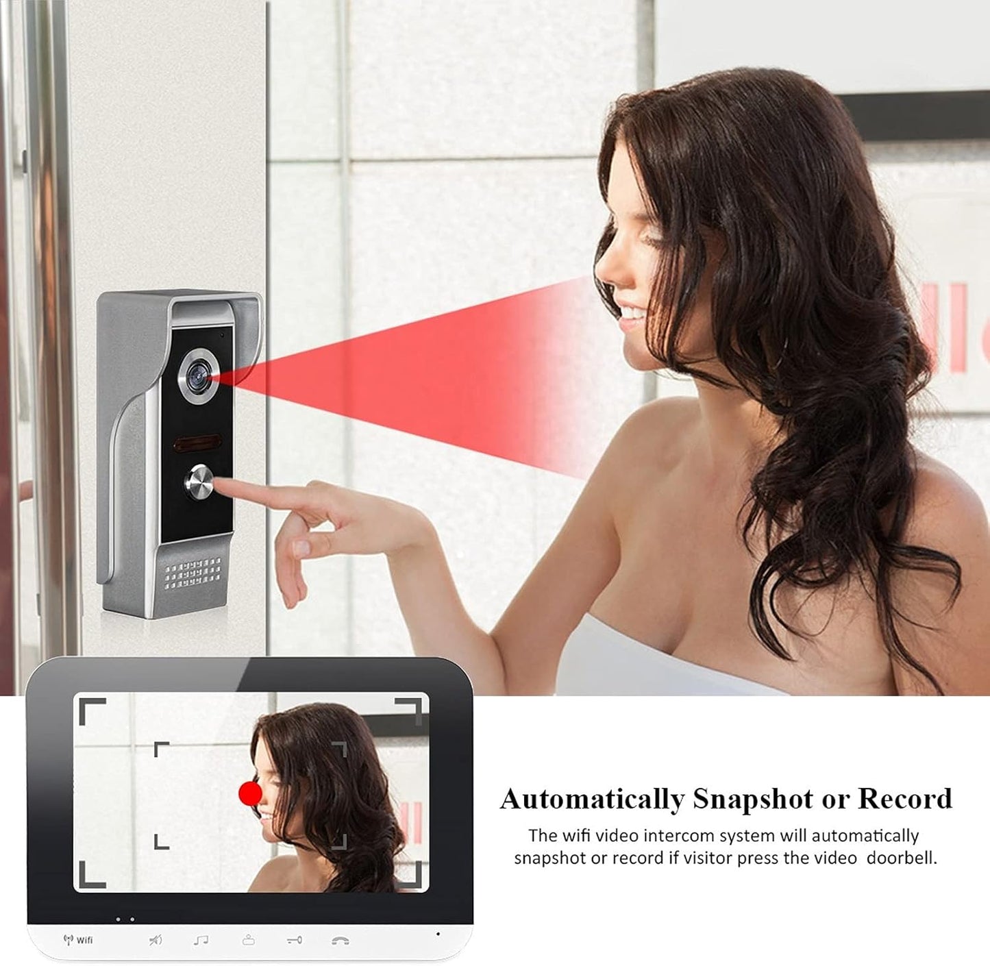 Dioche 7 Inch Bedrade Wifi-video-deurintercom, Intelligent Video-deurtelefoon-intercomsysteem, Video-deurbel-intercom-deurtelefoon met Nachtzichtcamera, APP-ontgrendeling op Afstand(EU)