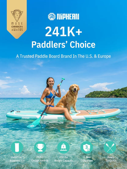 <font dir="auto" style="vertical-align: inherit;"><font dir="auto" style="vertical-align: inherit;">        Niphean - Inflatable Stand Up Paddleboard (SUP) with Stabiltrac fin design, SUP accessories and anti-slip EVA deck, 320cm inflatable paddleboard fo