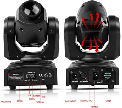 Lyre LED 50W Movable Head with Remote Control, DMX 512, Discovery Light, DJ, Light, 8 Gobos, 8 Colours, Sono/Car/Master Slave/Strobe for DJ, Evening, Party, KTV Bar, Club - QUORE