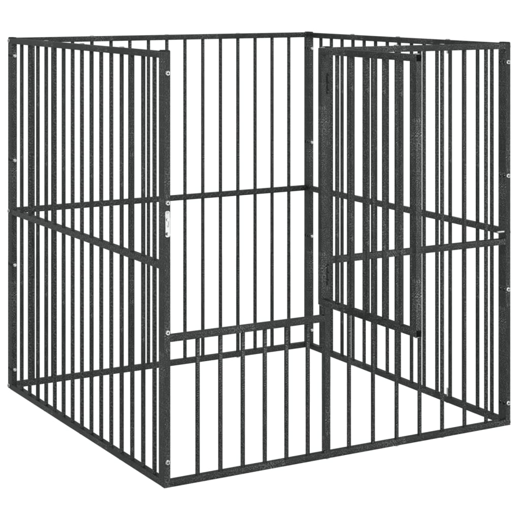 Hondenhok – Hondenren – Hondenkooi – Hondenbench – Hondenverblijf – 100x100x100 cm – Gegalvaniseerd Staal – Semi-Open Ontwerp met Deur