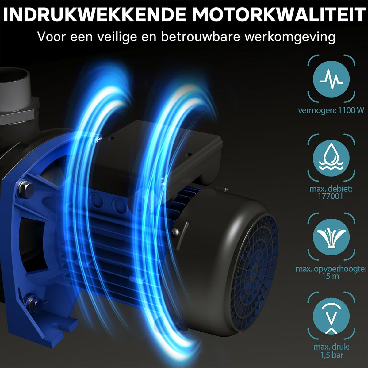 Poolpomp 17700 l/h 1100 W zwembadpomp filterpomp circulatiepomp pool