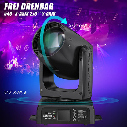 150W Moving Head DJ Licht, BETOPPER Mini LED podiumlicht, RGBW Roto Prisma Beam Licht, geluid geactiveerd & DMX-512 control schijnwerper voor feest, bar, club, DJ podiumverlichting, 1 stuk