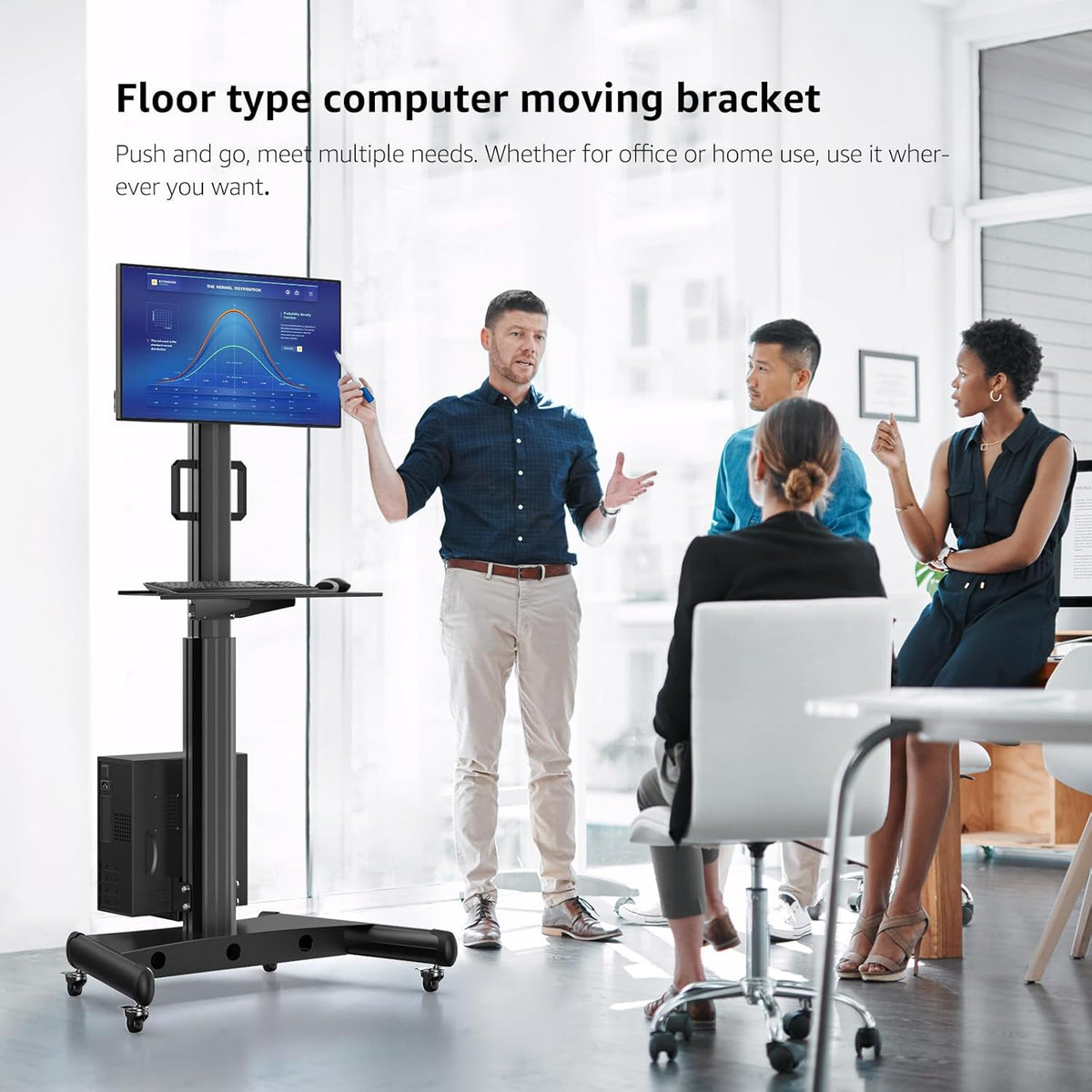 BEWISER Monitor rolwagen, monitorhouder, mobiele trolley, mobiele computertafel, trolley voor tandheelkundige kliniek, verpleegkunde, pc-werkstation