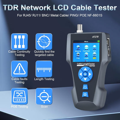 Netwerkkabeltester, NF-8601S TDR multifunctionele lcd lijnlengte breekpunttesters RJ45/RJ11/BNC tester