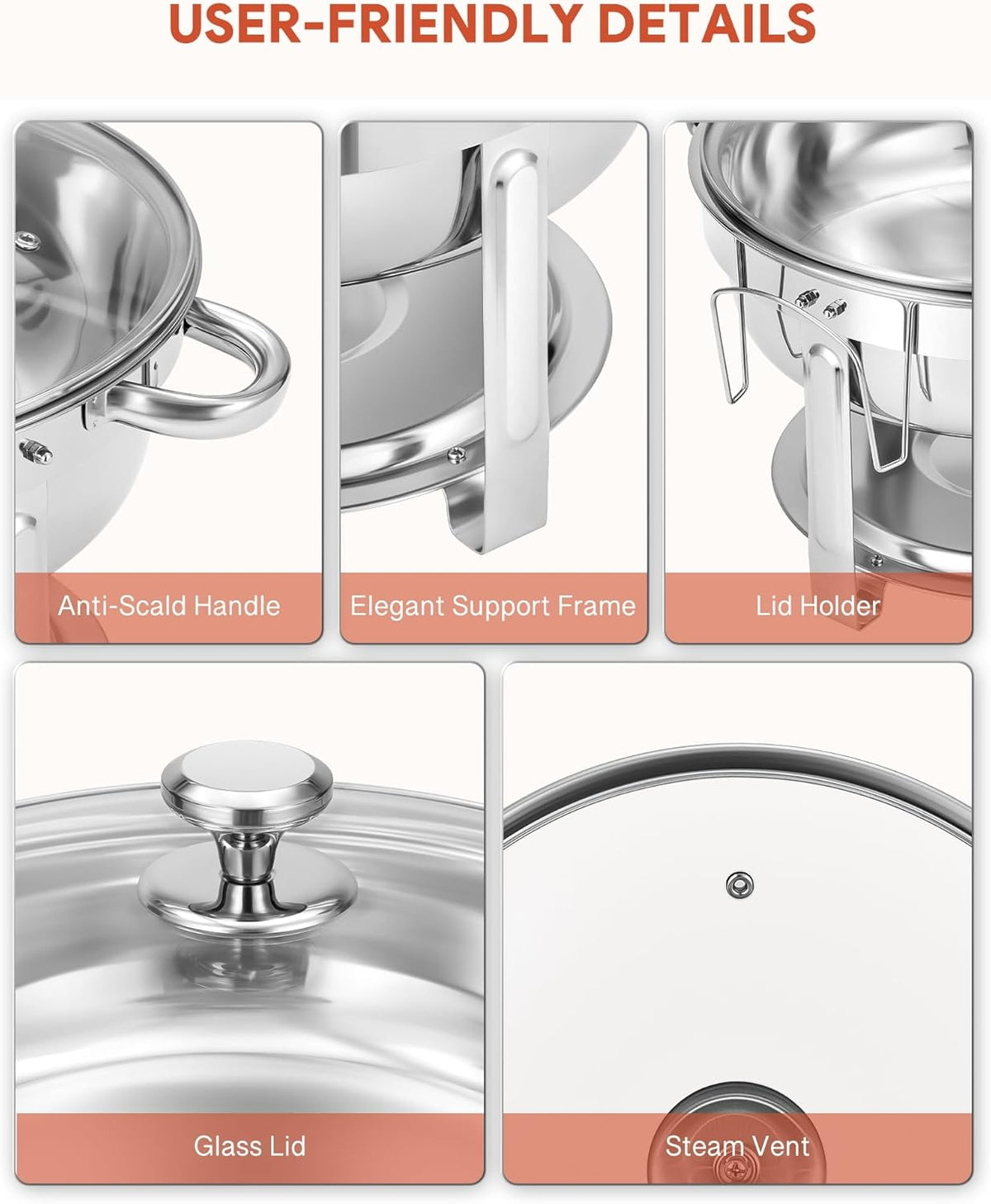 Wilprep Chafing dish rond met glazen deksel, Buffet set van 4, RVS voedselwarmer kit 5,5 liter, Bain Marie met brandpasta houder, voor partijen buffetten banketten diners