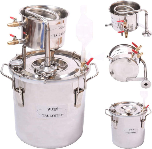 Distilleerset – Alcohol Still – Moonshine Ketel – Wijnmakerij Kit – Fermentatieset – Roestvrijstaal – 12 Liter Inhoud – Ingebouwde Thermometer - QUORE