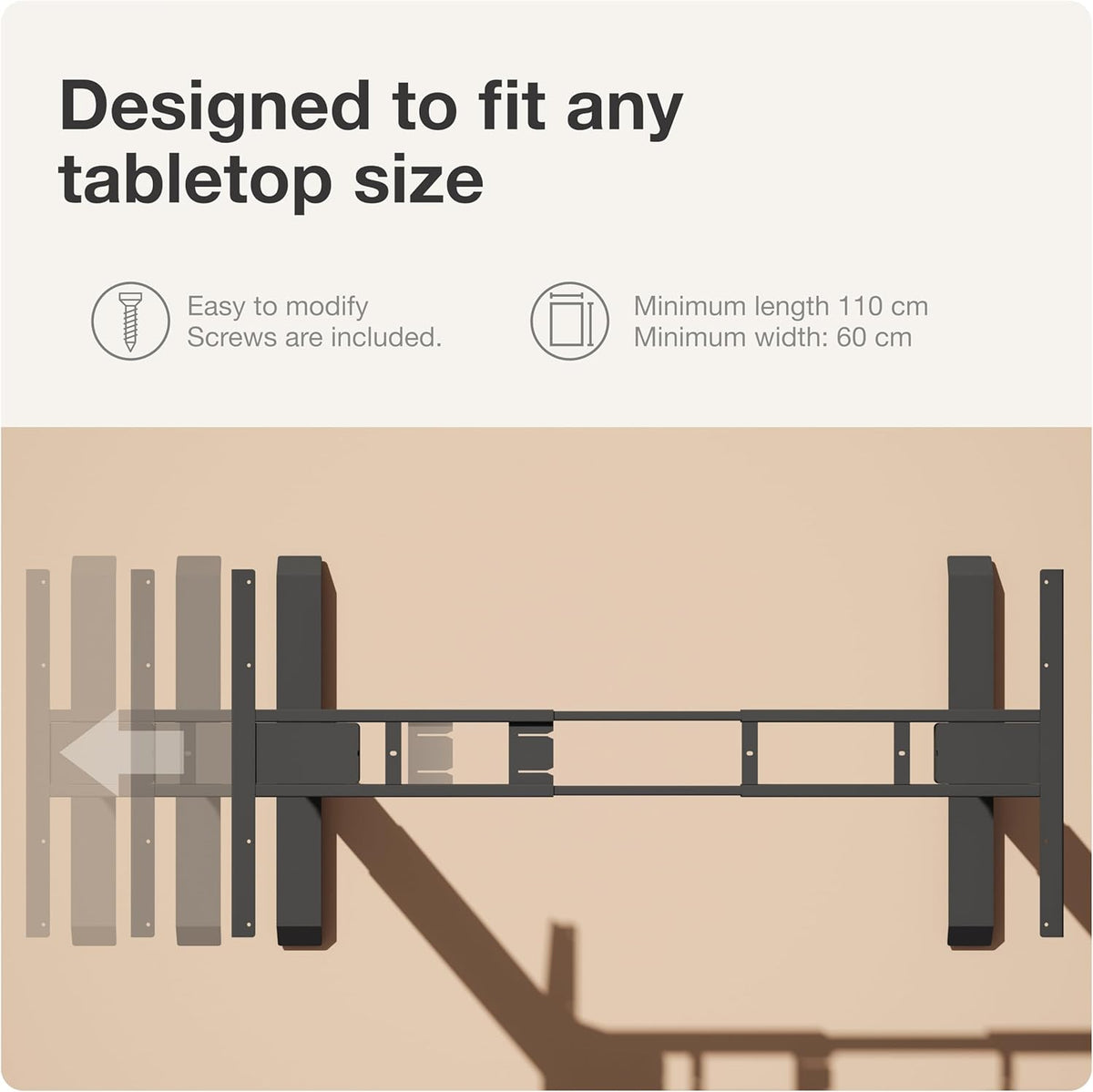 Desktronic HomePro Frame in hoogte verstelbaar bureauframe - elektrisch in hoogte verstelbaar bureau met fluisterstille dubbele motor en touchscreen - hoog draagvermogen - zwart