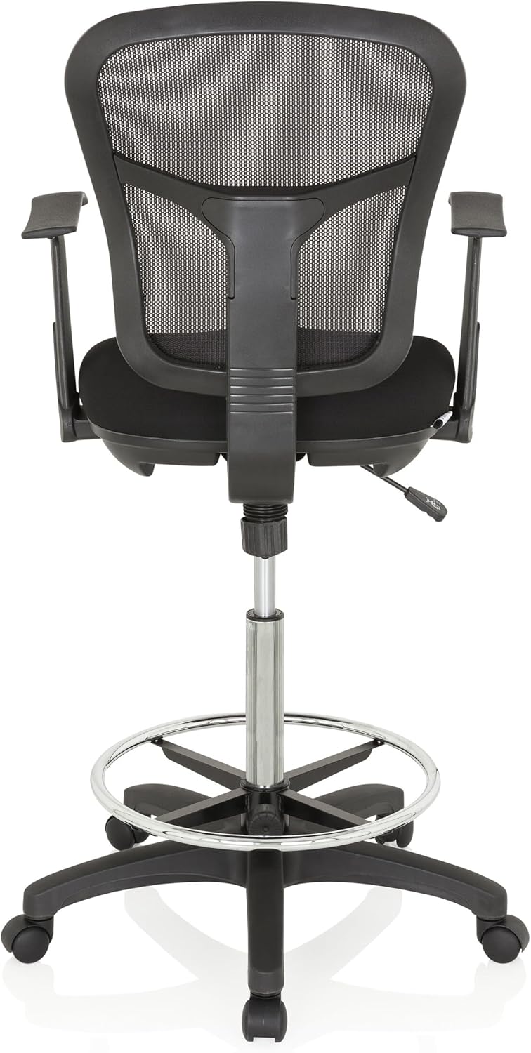 HJH OFFICE 760008 werkstoel TOP Work 108 netstof zwart ergonomische stoel met ring voetsteun