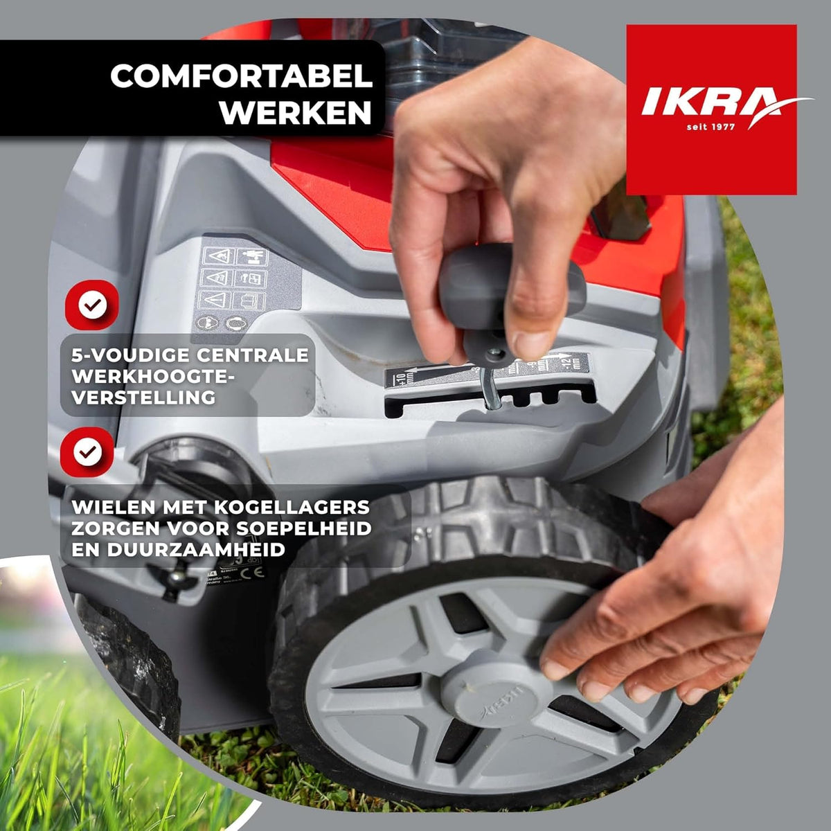 IKRA 36V accu 3in1 verticuteermachine gazonbeluchter IB-SR 36, 45l grasvanger, werkbreedte 36cm, compatibel met Bosch - QUORE