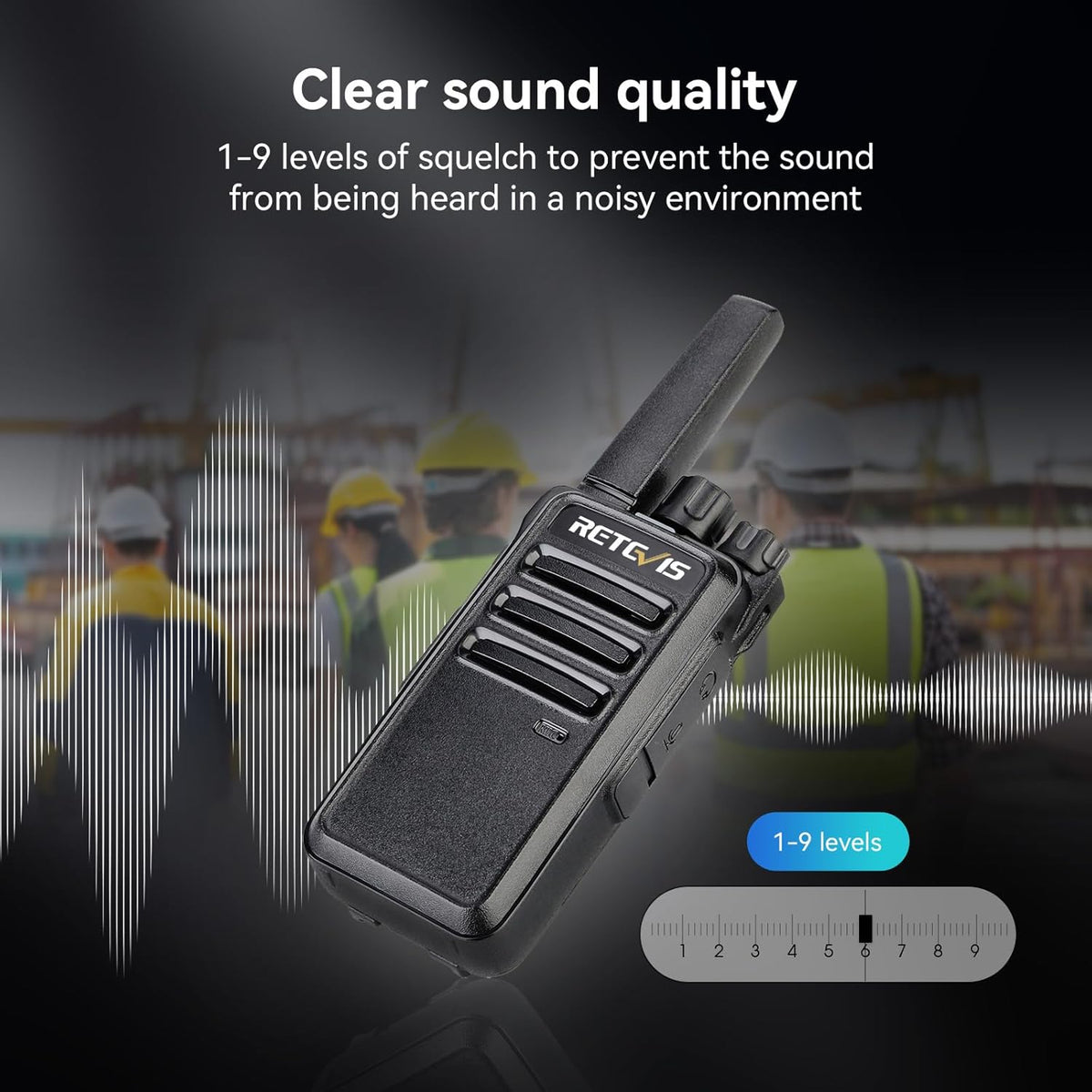Retevis RT668 Walkie Talkie, PMR446 Licentievrij 16 Kanalen, Walkie Talie set met Oordopjes, Handsfree VOX, CTCSS/DCS, Squelch TOT Scan, Hotel, Familie, Portofoon Oplaadbaar (Zwart, 4 Stuks)