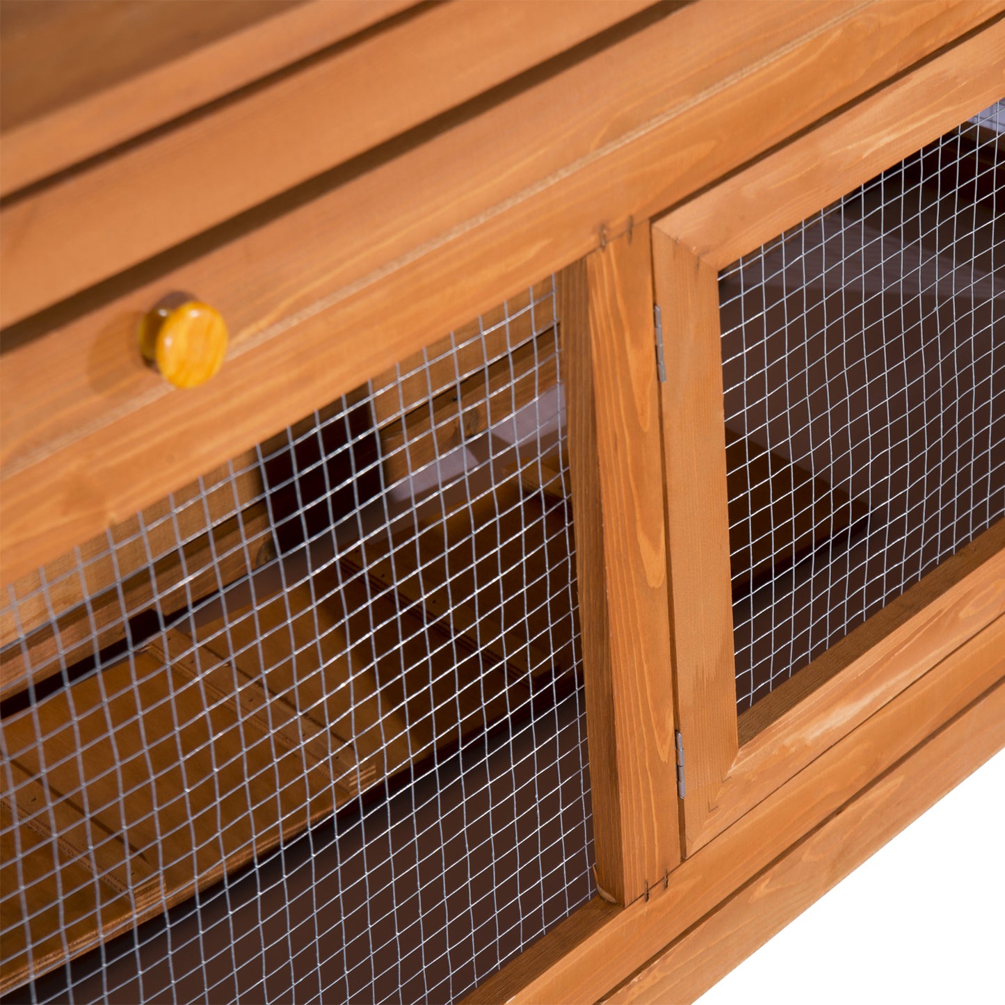 Konijnenhok – Kippenhok – Dierverblijf – Buitenhok – Duurzaam – 2-laags Design – Massief Dennenhout – Weerbestendig Dak – 120x48x100 cm – Met Hooiruif en Open Dak