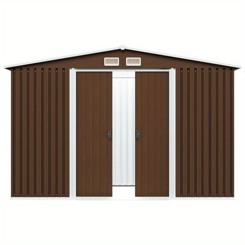 Tuinberging – Tuinhuisje – Tuinschuur – Berging – Opslagruimte – Staal – 257x205x178 cm – Bruin – Weerbestendig – Ruim