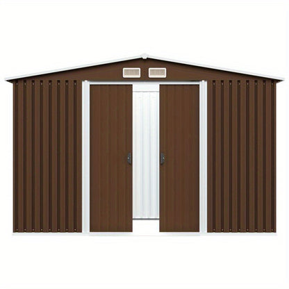 Tuinberging – Tuinhuisje – Tuinschuur – Berging – Opslagruimte – Staal – 257x205x178 cm – Bruin – Weerbestendig – Ruim