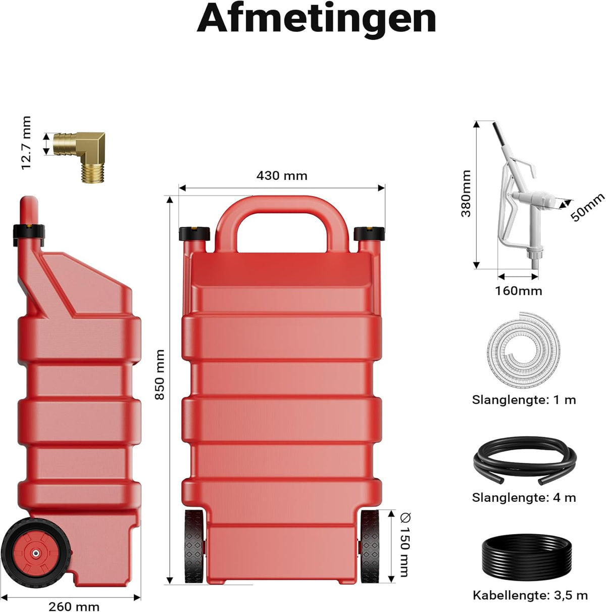 Mobiel tanksysteem – Mobiele brandstoftank – Draagbare brandstoftank – Mobiel benzinestation – Brandstofcontainer – 60 liter inhoud – 12 V pomp 75 W
