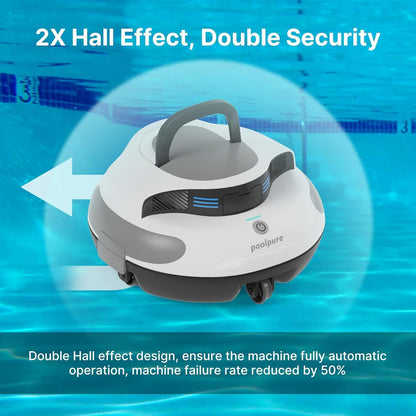 POOLPURE Piscina Zwembadrobot, 5000 mAh Pulizia Doppio motor, dubbele Hall-sensor, led-display, Parcheggio Automatico, IPX8 Impermeabile, draadloze zwembadstofzuiger