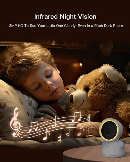 ARENTI Babyfoon met 2 camera's en app 2K/3MP, 5 inch wifi-video-babyfoon PTZ 355°, automatische tracking, schrijfherkenning, temperatuur- en luchtvochtigheidssensor, nachtzicht, compatibel met Alexa