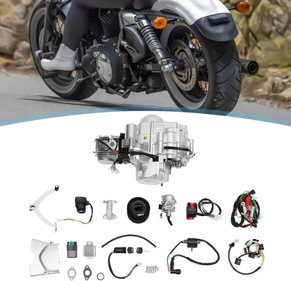 125cc 4 hub starter motor air cooled engine kit semi-car electric start 3+1 reversible suitable for Go Kart ATV Quad Buggy Dirt Bike - QUORE