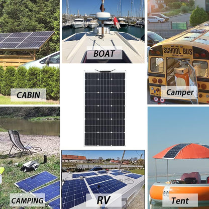 XINPUGUANG 200W Solar Kit 2st 100W Flexibele zonnepanelen Mono PERC Module 20A Solar Regulator voor boot, auto, caravan, 12V batterij opladen (200W)