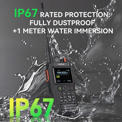 Radtel RT-660 IP67 GPS Bluetooth dual-band VHF/UHF portofoon met APRS, SATCOM, KISS, TNC, SMS-functie, luchtverkeersscanner, NOAA-weerwaarschuwingen en oplaadbare USB-C-batterij