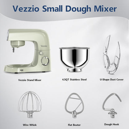 Vezzio Blender, 4,5 liter, 1500 W, 10 snelheden, keukenmachine om te bakken (zilver) (groen)