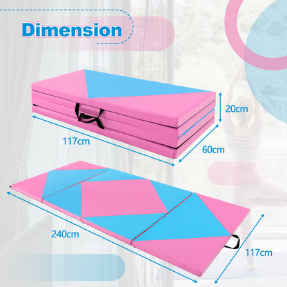 Gymnastiekmat – Turnmat – Yogamat – Fitnessmat – Sportmat – Opvouwbaar Met Klittenband – Waterafstotende PU Lederen Hoes – 240x117x5 cm – Dikke Schokabsorberende Vulling