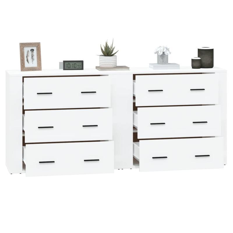 Dressoir – Kast – Opbergkast – Ladekast – Commode – Set Van 2 – Wit Bewerkt Hout – Stijlvol En Praktisch