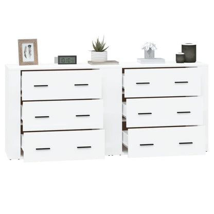 Dressoir – Kast – Opbergkast – Ladekast – Commode – Set Van 2 – Wit Bewerkt Hout – Stijlvol En Praktisch