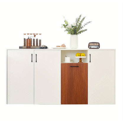 Opbergkast – Kast – Buffetkast – Woonkamermeubel – Servieskast – Wit – 160x40x80 cm – Verstelbare Planken
