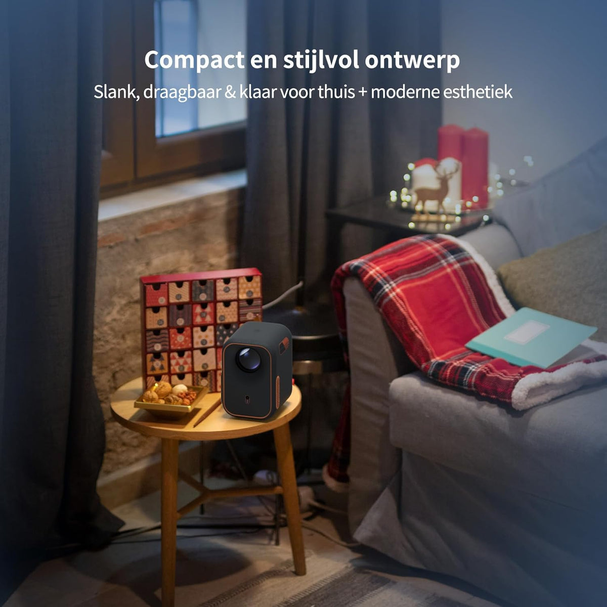 WEMAX Mini Projector【Netflix Gecertificeerd & Google TV】Draagbare Projector【4K Ondersteuning & 1080P Native】Slimme Projector met Dolby Audio, Video Projector met WiFi/Bluetooth voor Home Cinema,Buiten