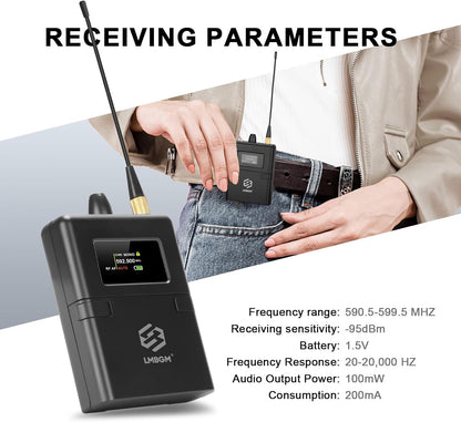 SEM100 Stereo Wireless In-Ear Monitor System - Professioneel IEM-apparaat voor live performance en geluidsstudio (1-kanaal, 1/2 zakzender, high-fidelity-geluidskwaliteit) (SEM100-2)