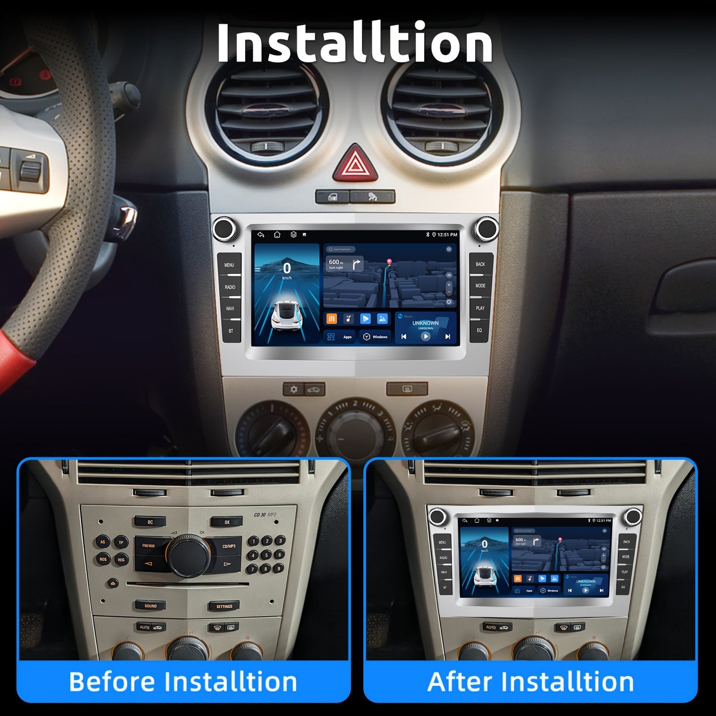 Autostereo – Autoradio – Multimediaspeler – Navigatiesysteem – CarPlay – 7 Inch HD-IPS Touchscreen – Android 14 met 4+64GB geheugen