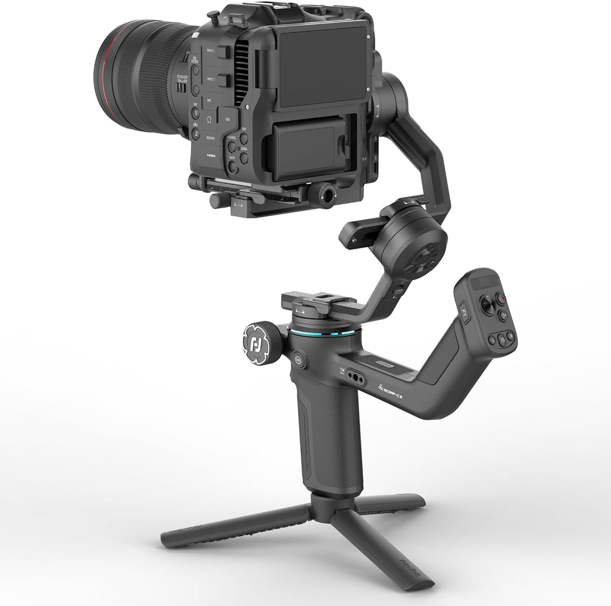 FeiyuTech [Officieel] SCORP-C 2 3-assige camera gimbal – AI Tracking 4.0, bedieningspaneel met knoppen, 3,5 kg draagvermogen, native verticale opname, Bluetooth-bediening, gimbal voor beginners